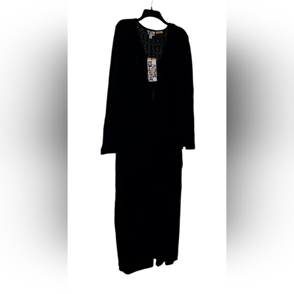 Future Collective Black Long Knit Bell Sleeve Dress